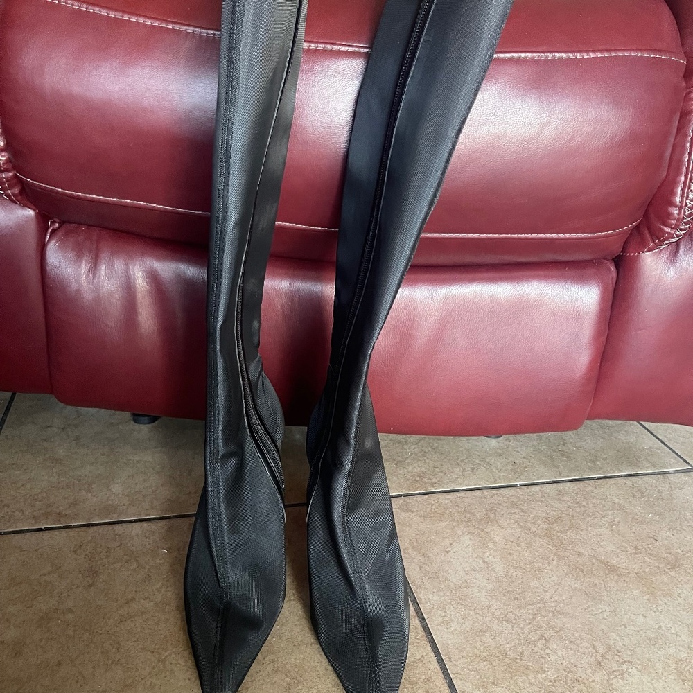 Gianni Bini Black Adams Clear Mesh Stiletto Tall Boots SZ Various Original. $160